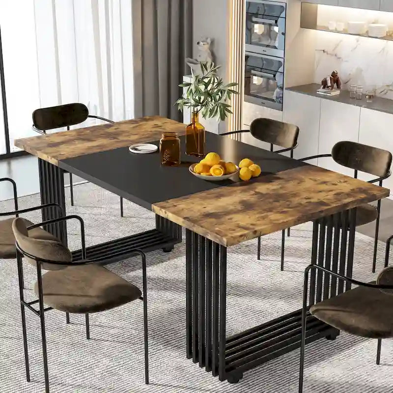 Modern Dining Table for 6-8 People, 70.8 Inches White Kitchen Table 24