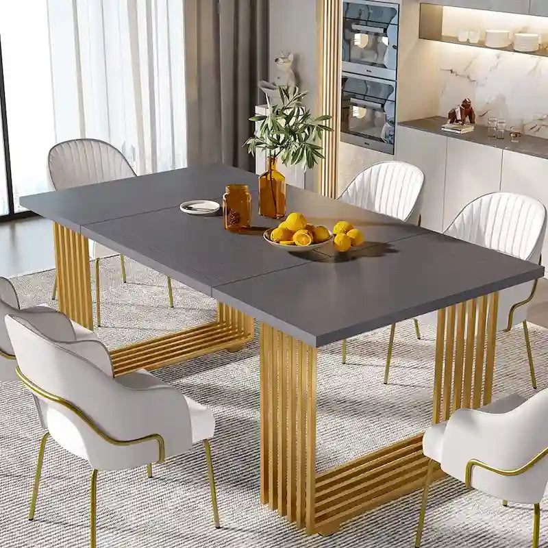 Modern Dining Table for 6-8 People, 70.8 Inches White Kitchen Table 12