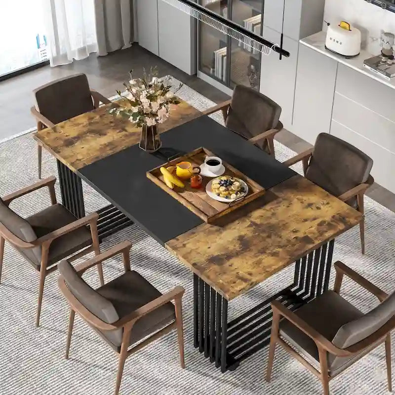 Modern Dining Table for 6-8 People, 70.8 Inches White Kitchen Table 17