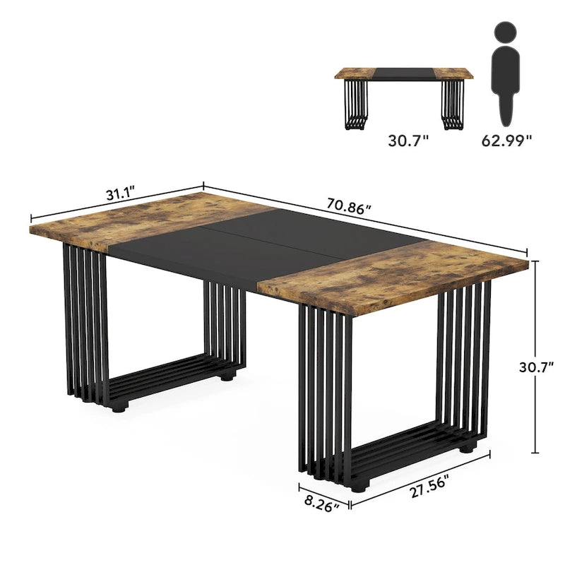 Modern Dining Table for 6-8 People, 70.8 Inches White Kitchen Table 21