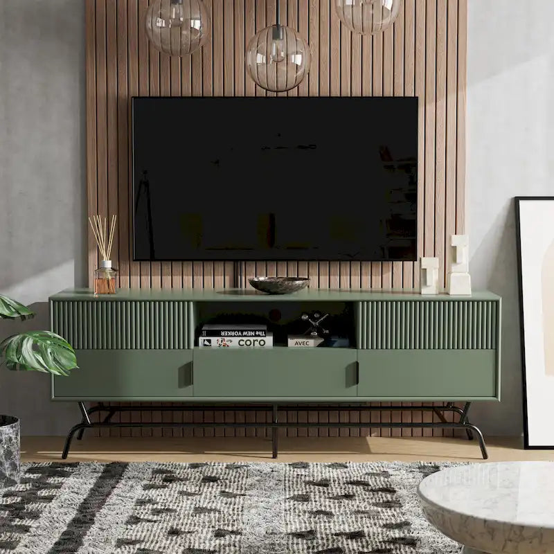 DH BASIC Modern 60-inch 3-Drawer Media Cabinet TV Stand with Cable Hole by Denhour 35