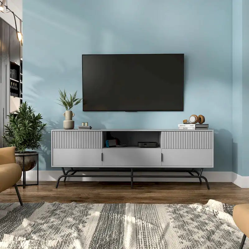 DH BASIC Modern 60-inch 3-Drawer Media Cabinet TV Stand with Cable Hole by Denhour 38