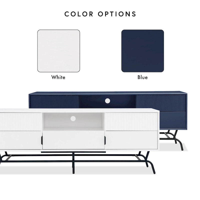 DH BASIC Modern 60-inch 3-Drawer Media Cabinet TV Stand with Cable Hole by Denhour 3