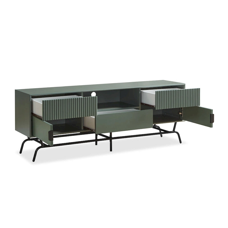 DH BASIC Modern 60-inch 3-Drawer Media Cabinet TV Stand with Cable Hole by Denhour 9