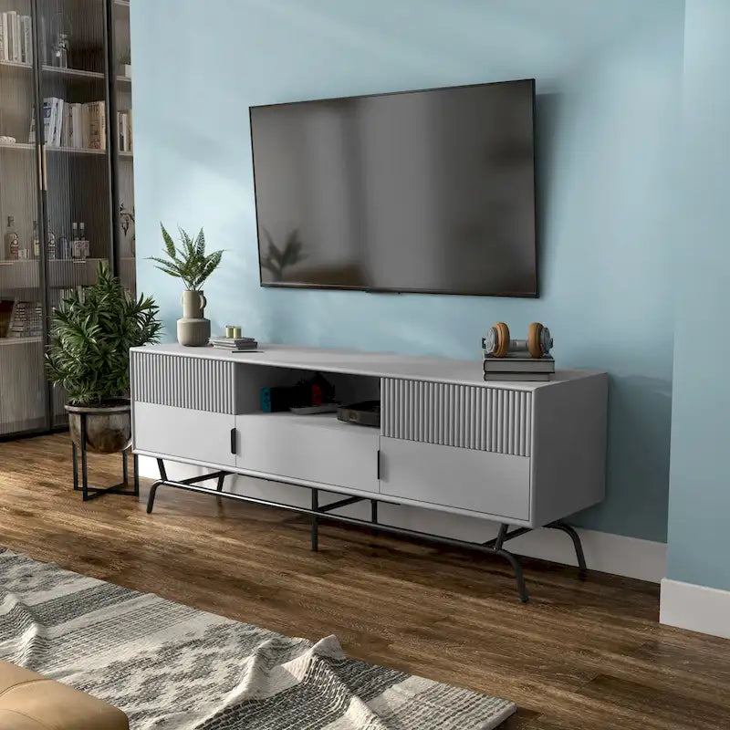 DH BASIC Modern 60-inch 3-Drawer Media Cabinet TV Stand with Cable Hole by Denhour 12