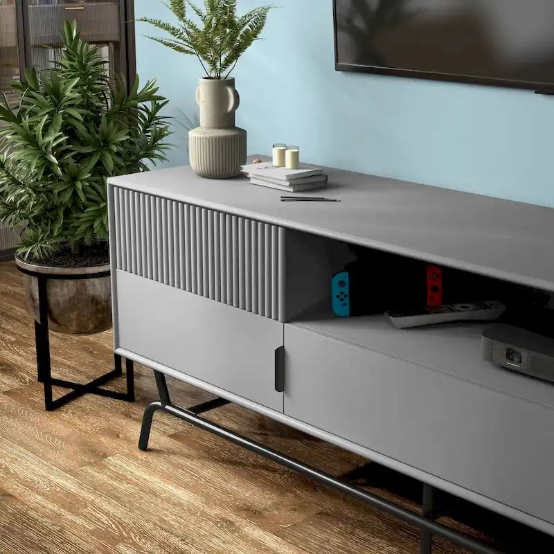 DH BASIC Modern 60-inch 3-Drawer Media Cabinet TV Stand with Cable Hole by Denhour 13