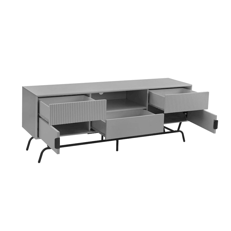 DH BASIC Modern 60-inch 3-Drawer Media Cabinet TV Stand with Cable Hole by Denhour 16