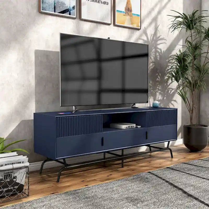 DH BASIC Modern 60-inch 3-Drawer Media Cabinet TV Stand with Cable Hole by Denhour 20