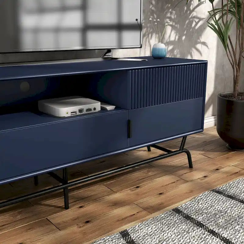 DH BASIC Modern 60-inch 3-Drawer Media Cabinet TV Stand with Cable Hole by Denhour 21