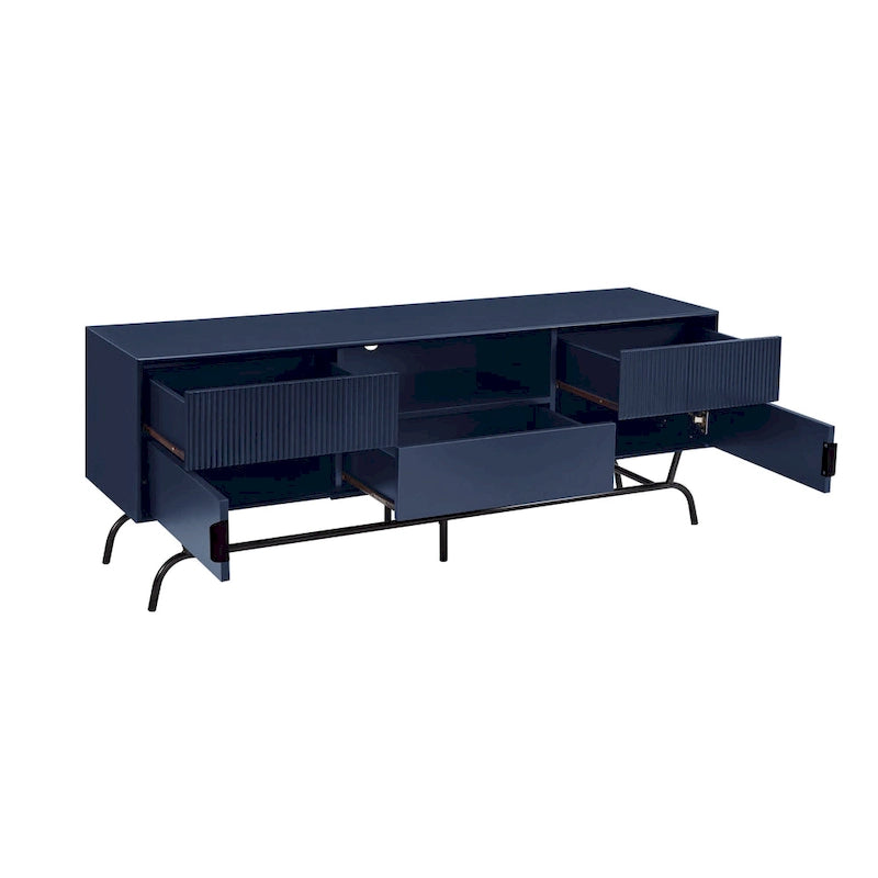 DH BASIC Modern 60-inch 3-Drawer Media Cabinet TV Stand with Cable Hole by Denhour 24