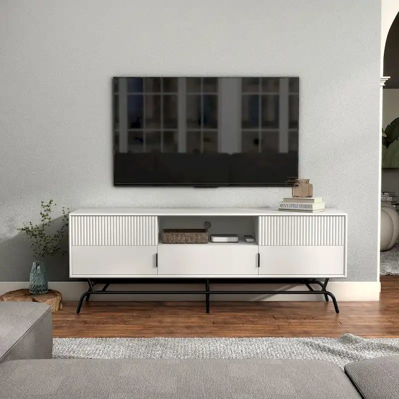 DH BASIC Modern 60-inch 3-Drawer Media Cabinet TV Stand with Cable Hole by Denhour 27