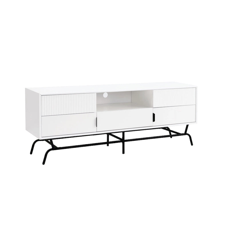 DH BASIC Modern 60-inch 3-Drawer Media Cabinet TV Stand with Cable Hole by Denhour 30