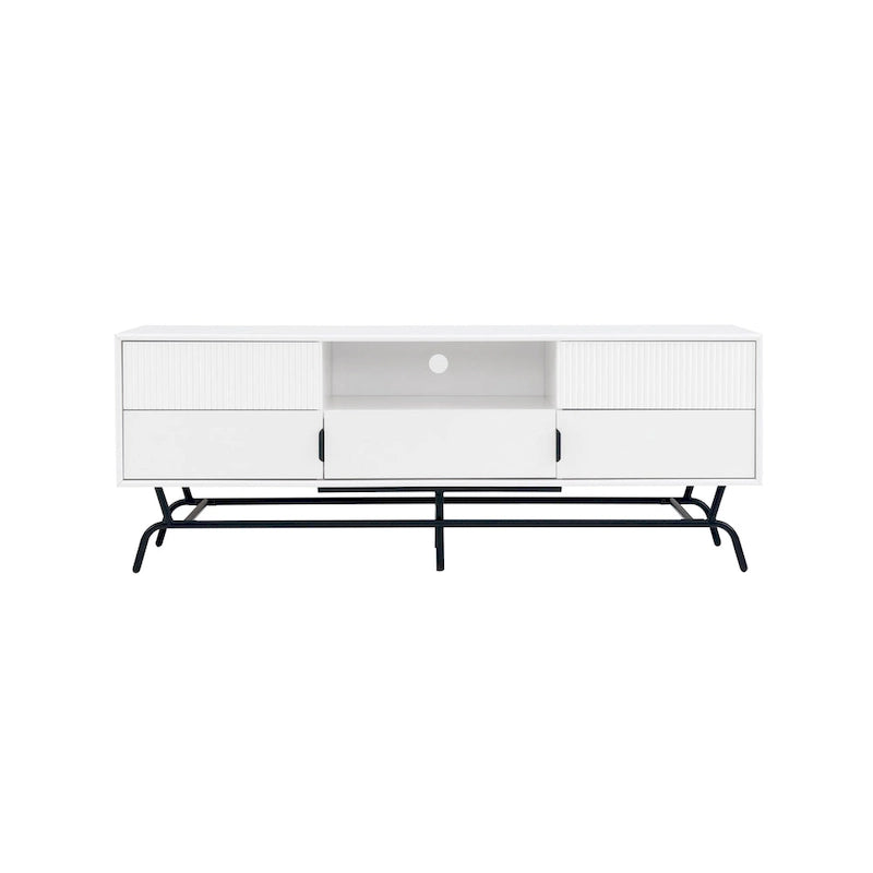 DH BASIC Modern 60-inch 3-Drawer Media Cabinet TV Stand with Cable Hole by Denhour 31