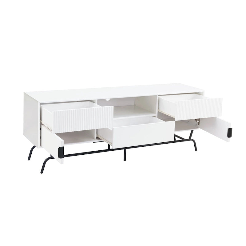 DH BASIC Modern 60-inch 3-Drawer Media Cabinet TV Stand with Cable Hole by Denhour 32