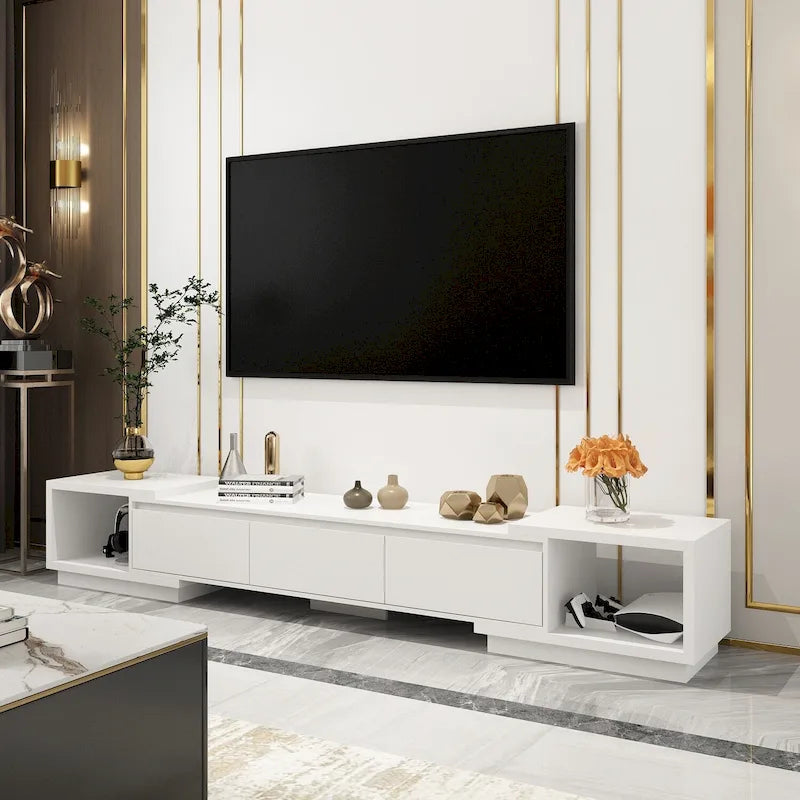 Extendable TV Stand Storage Media Console Modern Entertainment Center 32