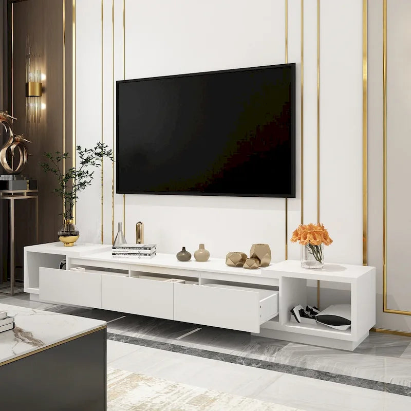 Extendable TV Stand Storage Media Console Modern Entertainment Center 19
