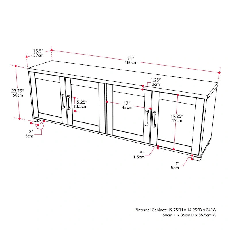 71-Inch Wide TV Stand with Storage Doors, TVs up to 85 4