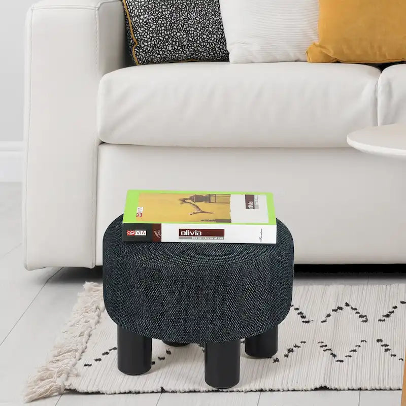 Adeco Round Ottoman Velvet Footrest Stool Modern Padded Seat Footstool 37