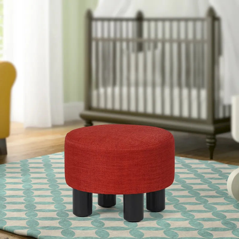 Adeco Round Ottoman Velvet Footrest Stool Modern Padded Seat Footstool 38