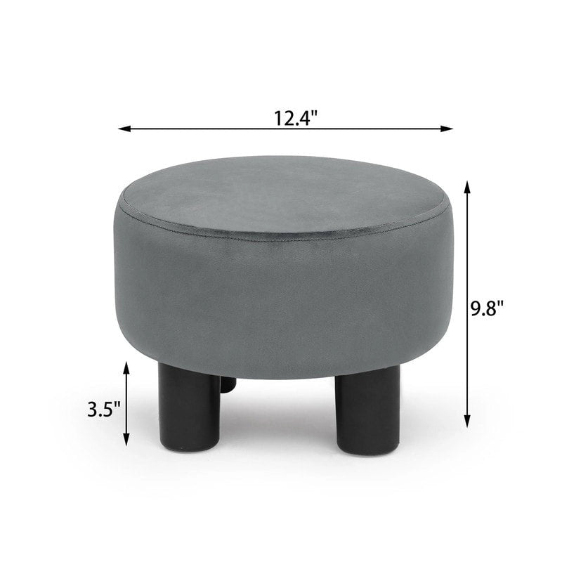 Adeco Round Ottoman Velvet Footrest Stool Modern Padded Seat Footstool 4
