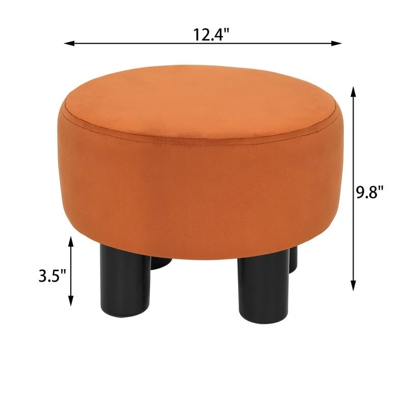 Adeco Round Ottoman Velvet Footrest Stool Modern Padded Seat Footstool 10