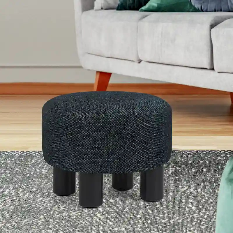 Adeco Round Ottoman Velvet Footrest Stool Modern Padded Seat Footstool 18