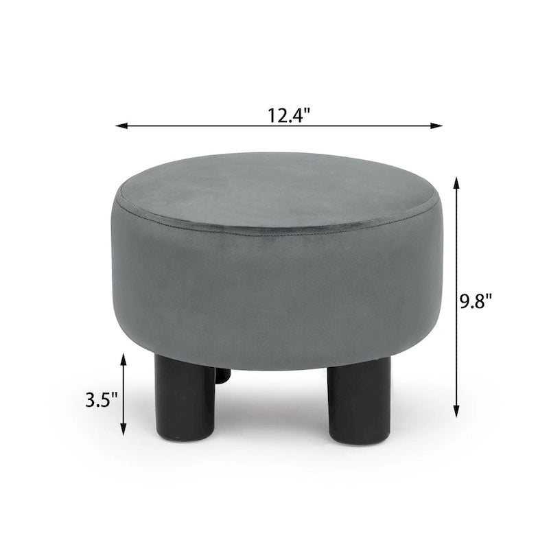 Adeco Round Ottoman Velvet Footrest Stool Modern Padded Seat Footstool 21