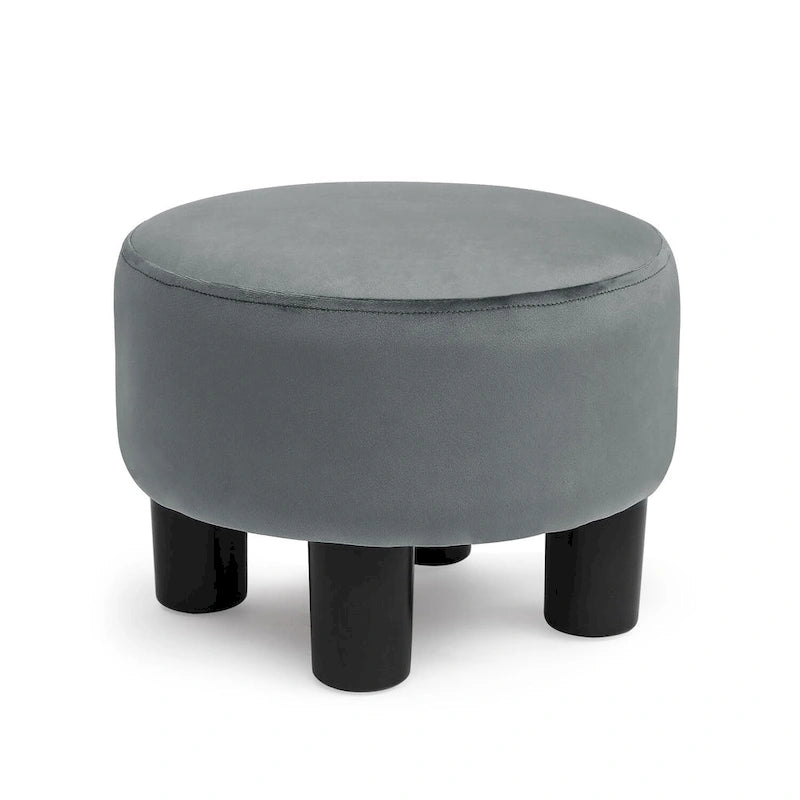 Adeco Round Ottoman Velvet Footrest Stool Modern Padded Seat Footstool 26