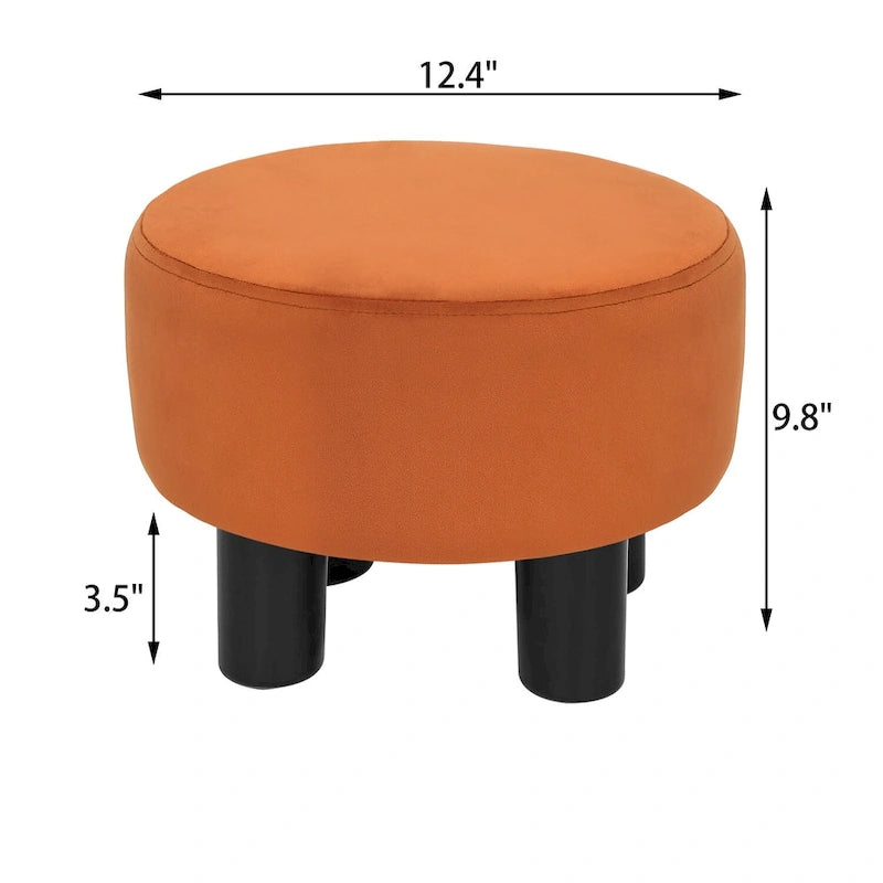 Adeco Round Ottoman Velvet Footrest Stool Modern Padded Seat Footstool 29