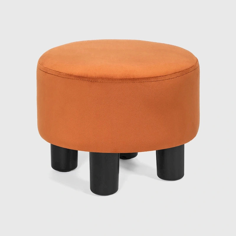 Adeco Round Ottoman Velvet Footrest Stool Modern Padded Seat Footstool 33