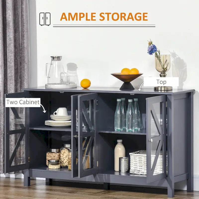HOMCOM Kitchen Sideboard, Buffet Cabinet with Adjustable Storage Shelf 4