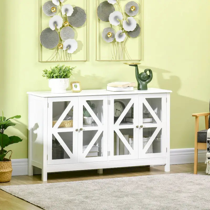 HOMCOM Kitchen Sideboard, Buffet Cabinet with Adjustable Storage Shelf 10