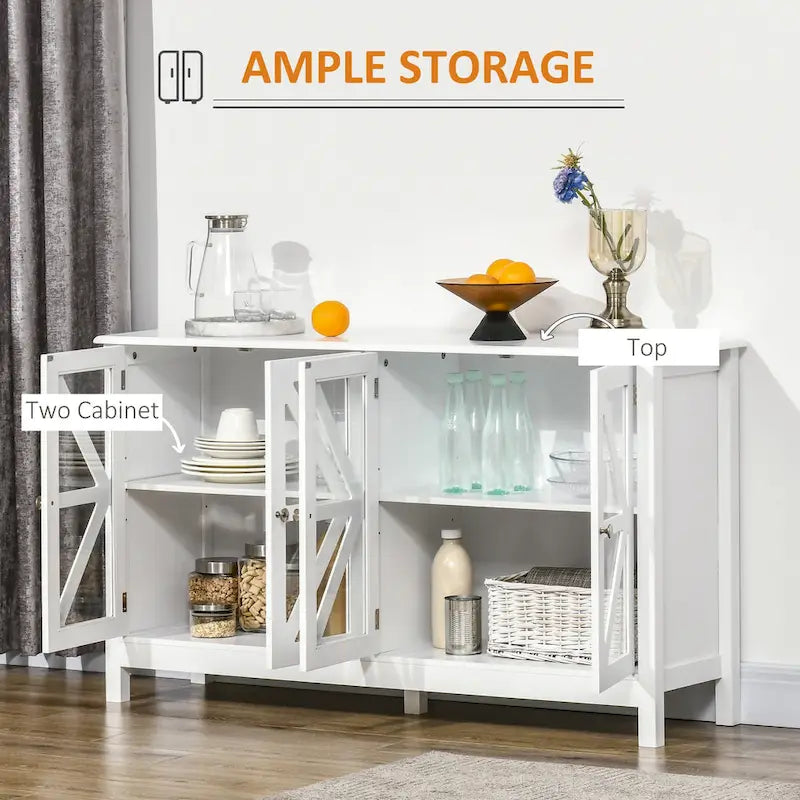 HOMCOM Kitchen Sideboard, Buffet Cabinet with Adjustable Storage Shelf 13