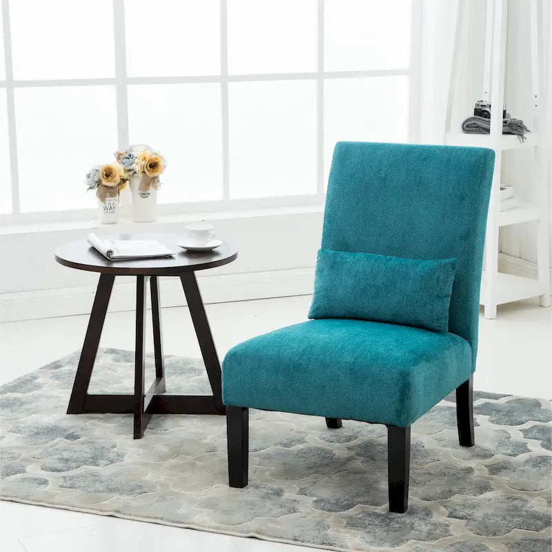 Porch & Den Vista Armless Chenille Accent Chair w/ Kidney Pillow 36