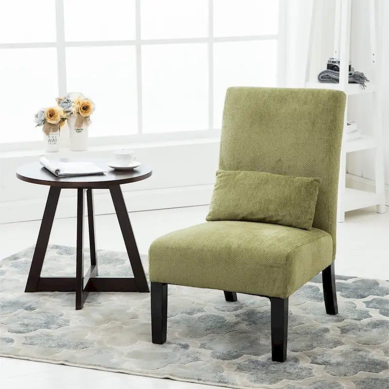 Porch & Den Vista Armless Chenille Accent Chair w/ Kidney Pillow 3