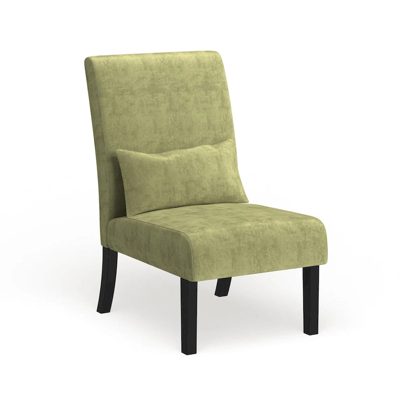 Porch & Den Vista Armless Chenille Accent Chair w/ Kidney Pillow 4