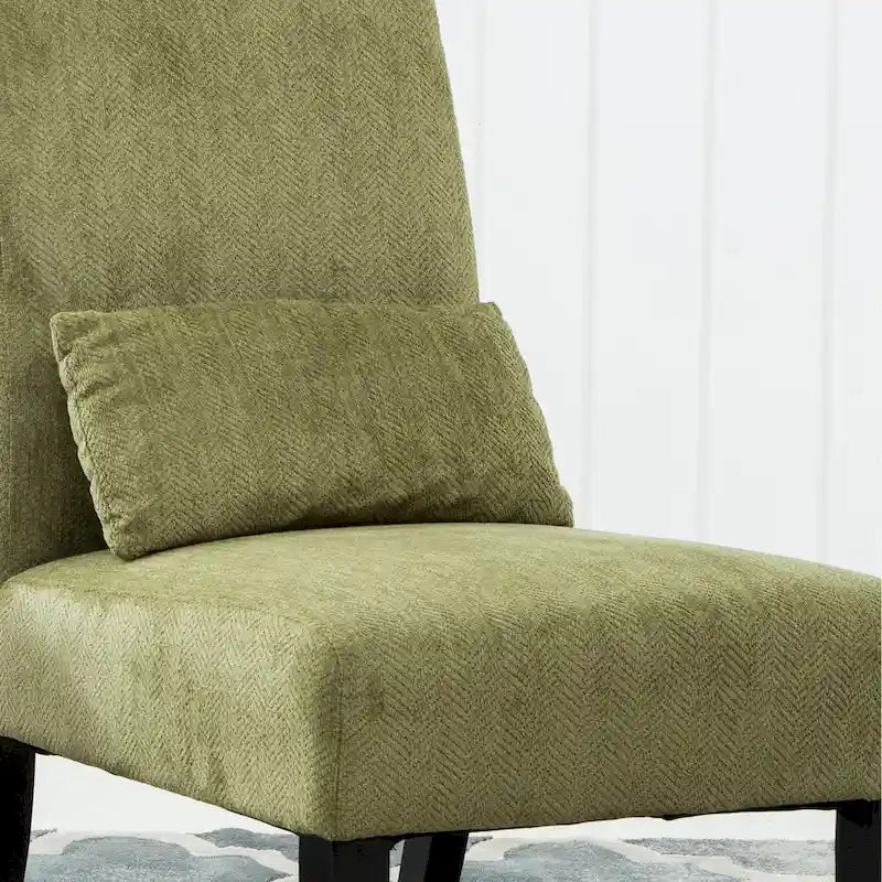 Porch & Den Vista Armless Chenille Accent Chair w/ Kidney Pillow 5