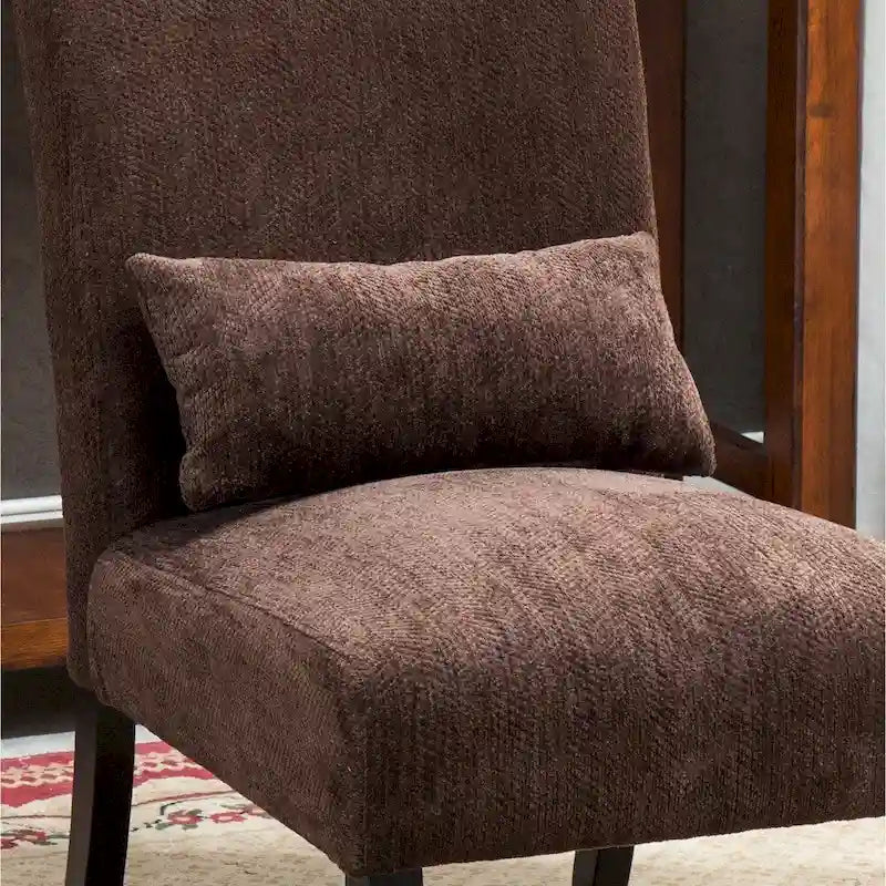 Porch & Den Vista Armless Chenille Accent Chair w/ Kidney Pillow 8