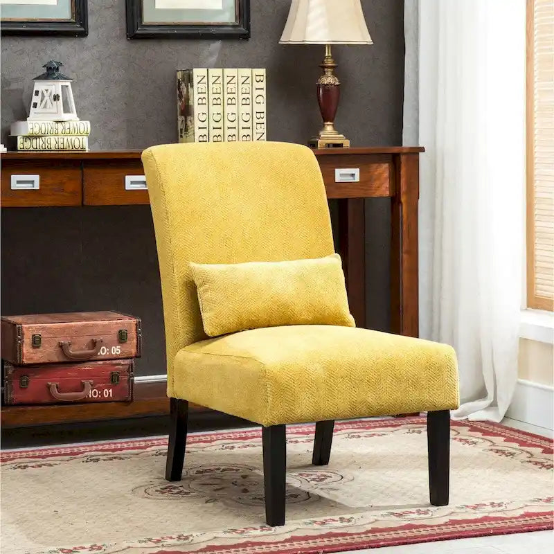 Porch & Den Vista Armless Chenille Accent Chair w/ Kidney Pillow 9