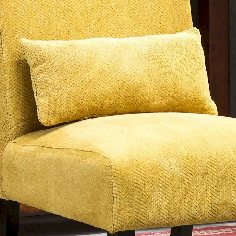 Porch & Den Vista Armless Chenille Accent Chair w/ Kidney Pillow 10