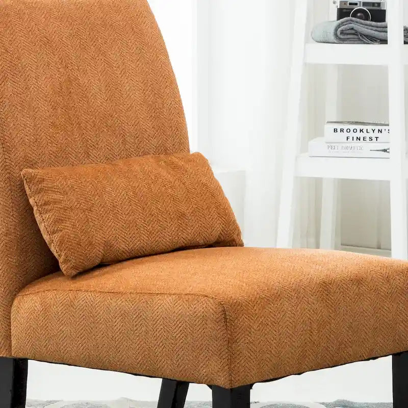 Porch & Den Vista Armless Chenille Accent Chair w/ Kidney Pillow 12