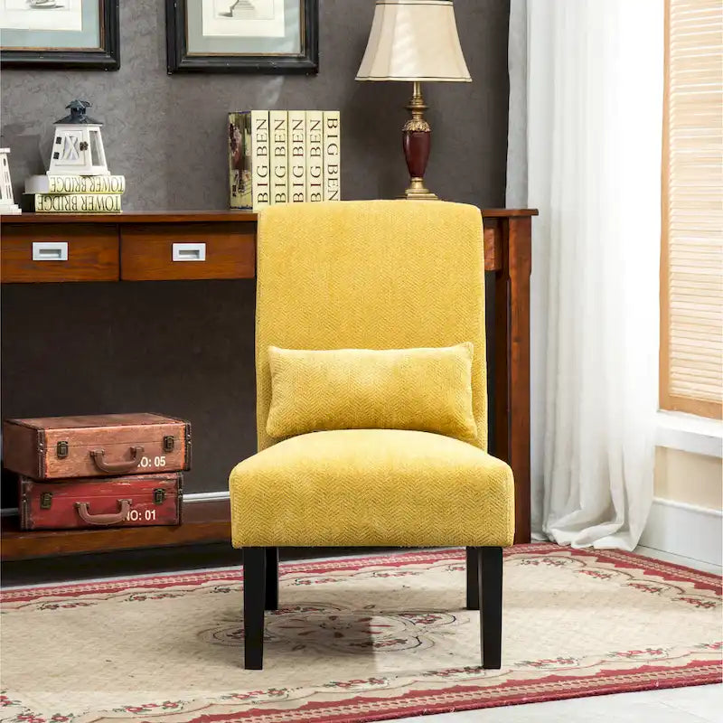 Porch & Den Vista Armless Chenille Accent Chair w/ Kidney Pillow 15