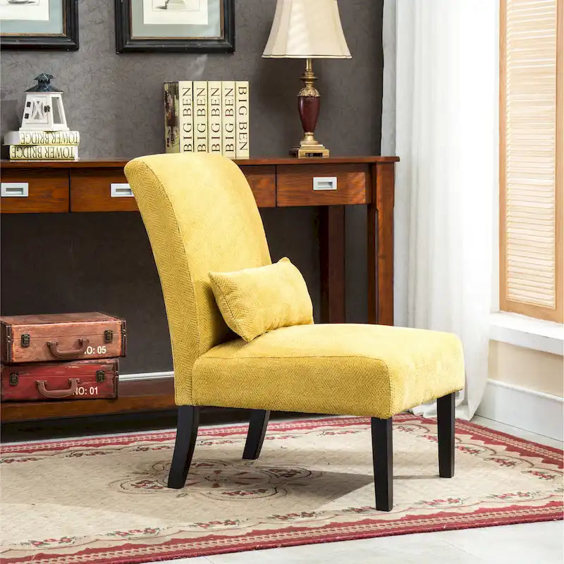 Porch & Den Vista Armless Chenille Accent Chair w/ Kidney Pillow 16