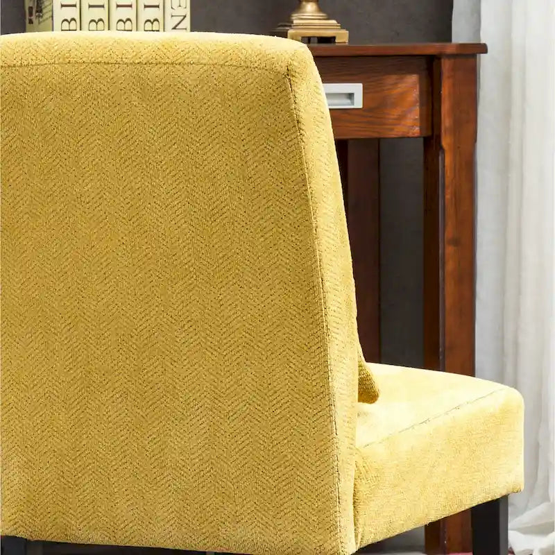 Porch & Den Vista Armless Chenille Accent Chair w/ Kidney Pillow 18
