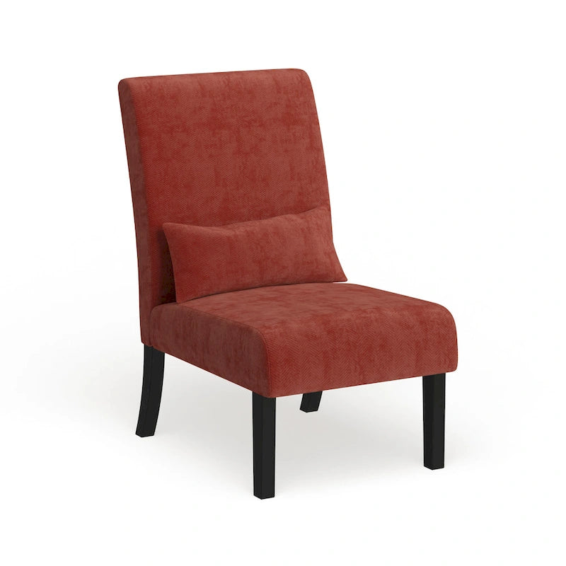 Porch & Den Vista Armless Chenille Accent Chair w/ Kidney Pillow 19