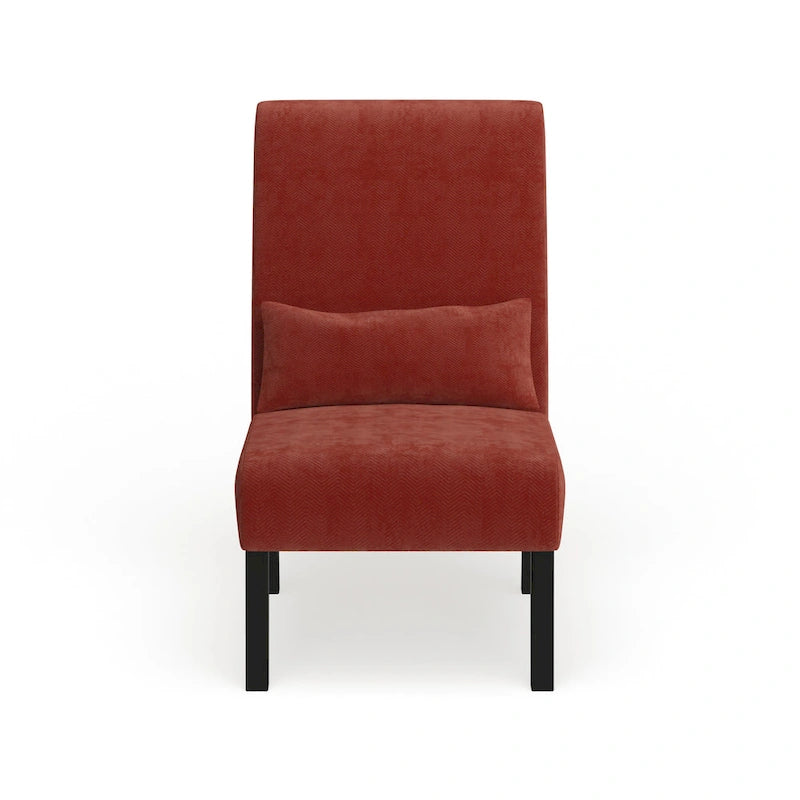 Porch & Den Vista Armless Chenille Accent Chair w/ Kidney Pillow 20