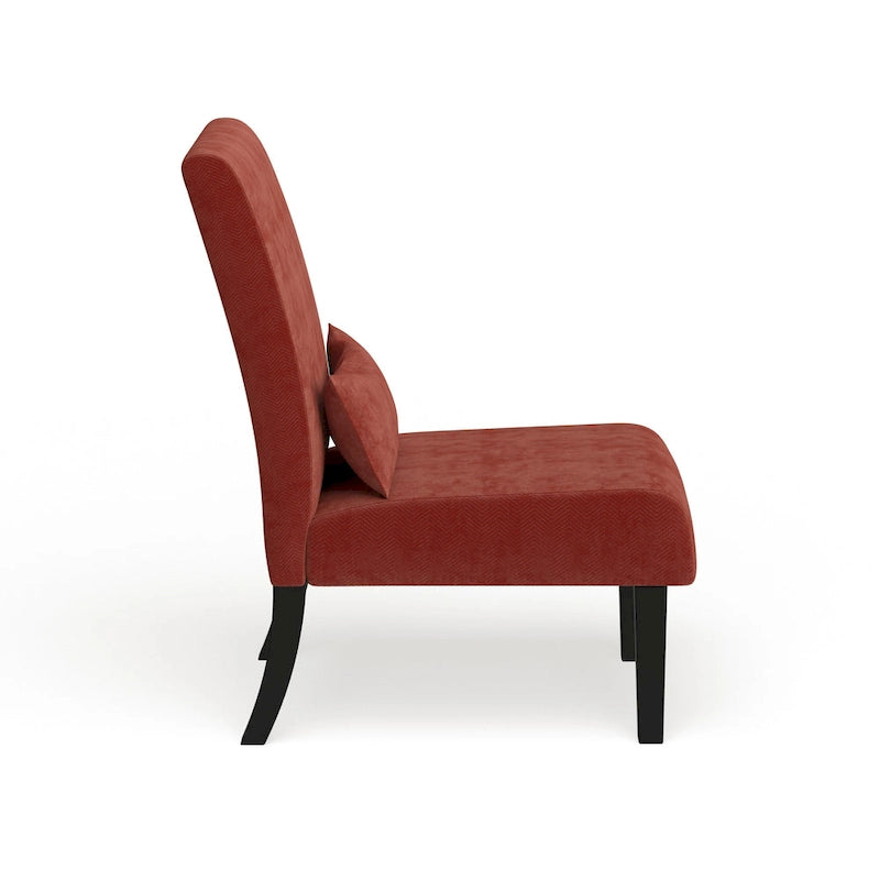 Porch & Den Vista Armless Chenille Accent Chair w/ Kidney Pillow 21