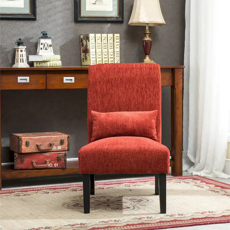 Porch & Den Vista Armless Chenille Accent Chair w/ Kidney Pillow 23