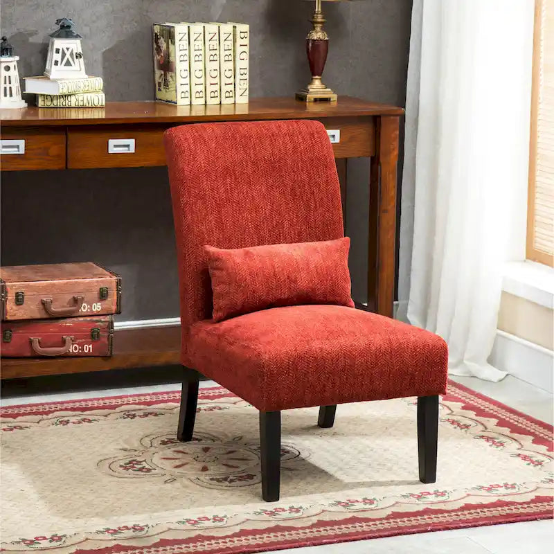 Porch & Den Vista Armless Chenille Accent Chair w/ Kidney Pillow 24
