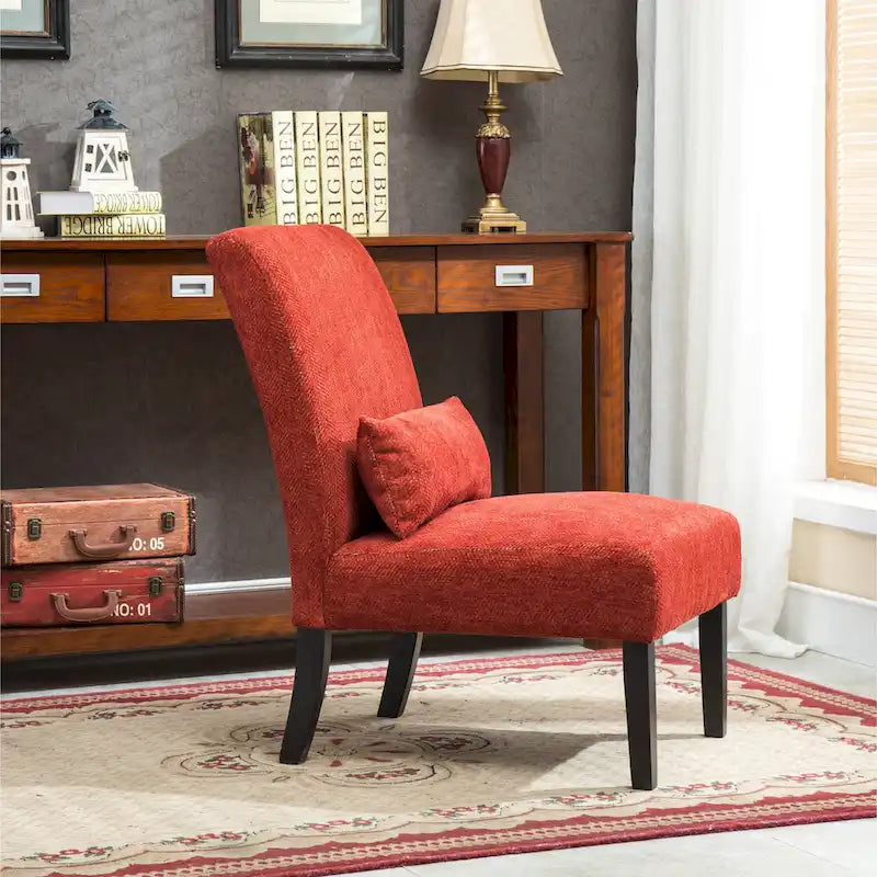 Porch & Den Vista Armless Chenille Accent Chair w/ Kidney Pillow 25